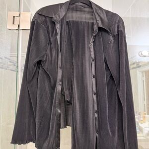 Black Pleated Button-Up set